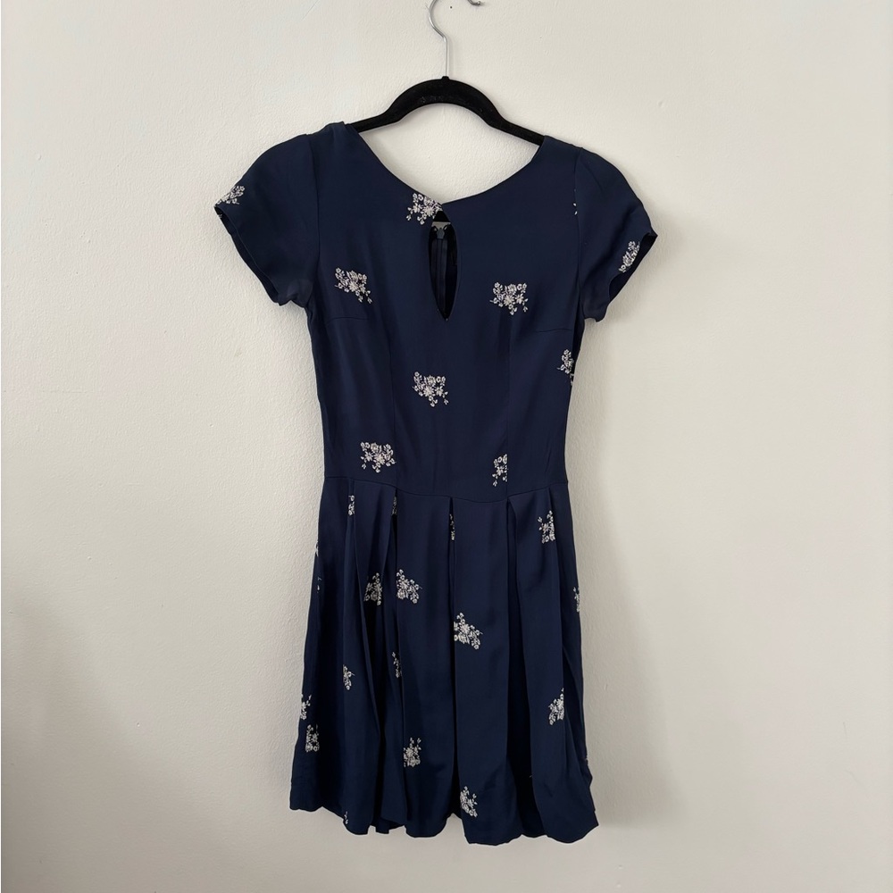 Reformation Navy Minidress with White Flowes